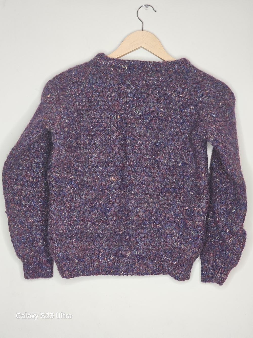 Purple Crewneck 100% Pure New Wool Sweater - Women's Crewneck - Picture 3 of 8